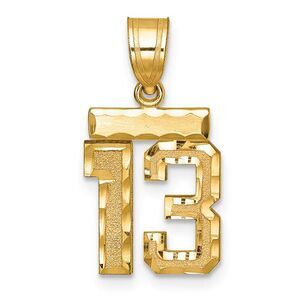 14k Yellow Gold, Varsity Collection, Small D/C Pendant Number 13